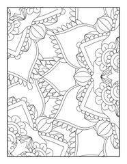 Fototapeta na wymiar Floral Mandala Coloring Pages, Flower Mandala Coloring Page, Coloring Page For Adult 