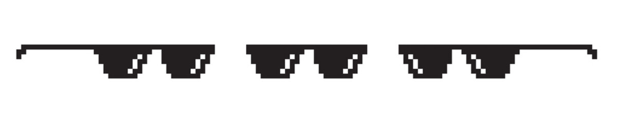 Pixel glasses. Meme. Bandit hit points. 8-bit. Video game style. Vector illustration. Vector Graphic. EPS 10