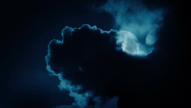 Skull Moon Comes Out From Behind Dark Clouds