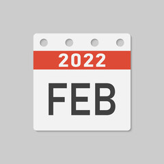 Icon page calendar - 2022 year, month February