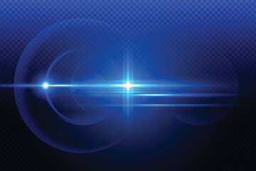 Blue lens line realistic black background with png