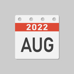 Icon page calendar - 2022 year, month August