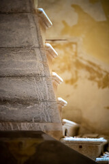 Staircase in an abandoned house in the village Poggioreale a ghost town in the west of Sicily. The...