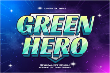Green Hero Editable Text Effect Cartoon Style