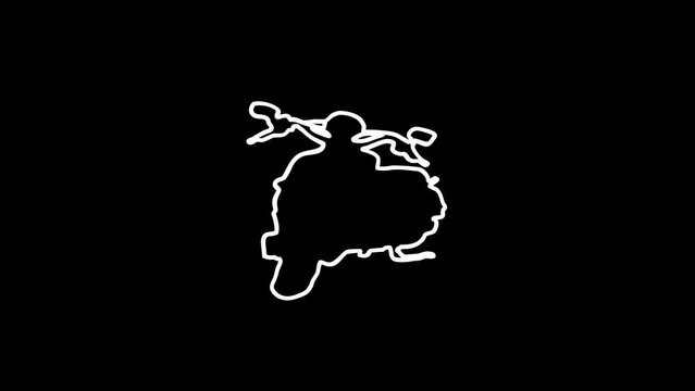 motorcycle icon sign or symbol animation. White Highlight Elements. Doodle loop animation. doodle style on transparent background. Jittery Artistic Motion. scribble seamless loop animation.