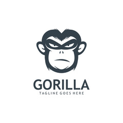 Gorilla head silhouette creative logo template.