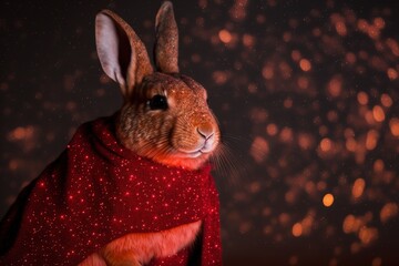 rabbit wearing Hanfu. Chinese lunar new year. Generative AI - obrazy, fototapety, plakaty