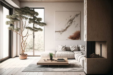 Modern living room interior design by Generative AI