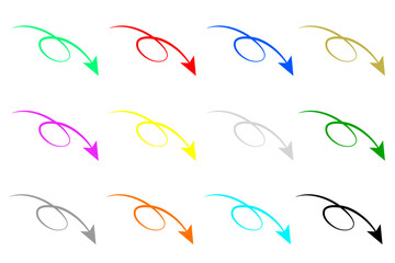 クルッと一回転した矢印
