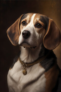 oil painting of a beagle,  illustration digital generative ai design art style