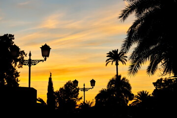 Spectacular and colorful sunset in Murcia