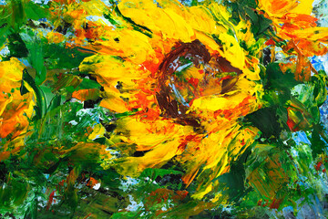Oil painting, Sunflower flowers. impressionism style, flower painting, still painting canvas, artist painting - 556713030