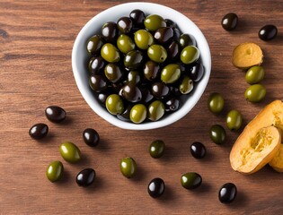 olives on a wooden table