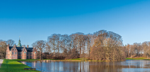 Badstue Slottet by Frederiksborg Castle at a cold winter day in December