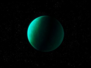Gas giant in space with stars. Planet without a solid surface with a thick atmosphere of hydrogen.