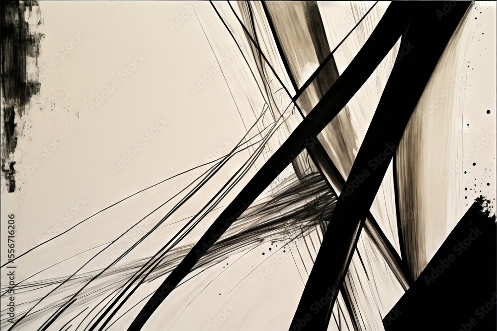 Aufkleber a painting of black and white lines on a white background with a black frame in the middle of the fr