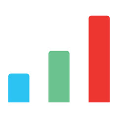 Bar chart icon designed in a flat style 