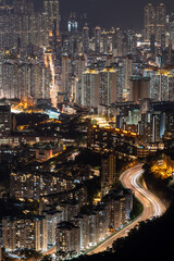 Hong Kong night view, taken from Lion's Rock mountain.