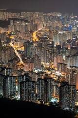 Naklejka premium Hong Kong night view, taken from Lion's Rock mountain.