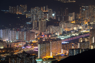 Fototapeta na wymiar Hong Kong night view, taken from Lion's Rock mountain.