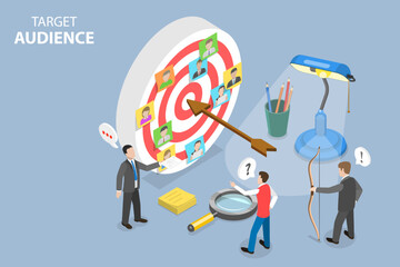 3D Isometric Flat Vector Conceptual Illustration of Target Audience, Selecting Group to Optimize ADs