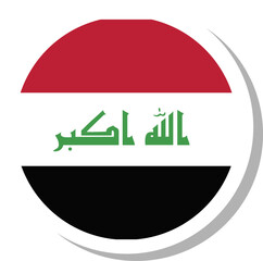 Iraq flag circle shape, flag icon.