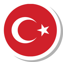 Turkey flag circle shape, flag icon.