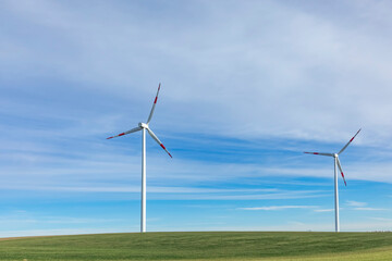 wind generator under blue soft cloudy sky near Koblenz