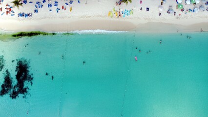 Fototapeta na wymiar Drone view from above of a dreamy Caribbean beach