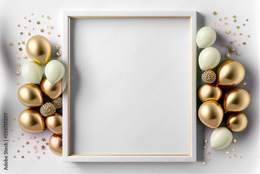 Poster picture frame for a top-down party with room for text generative ai