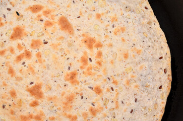 texture of freshly baked tortilla close-up