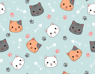 Cute Cat seamless pattern 