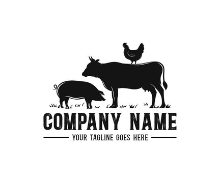 Animal farm logo design. Livestock and Cattle,  farm logo template