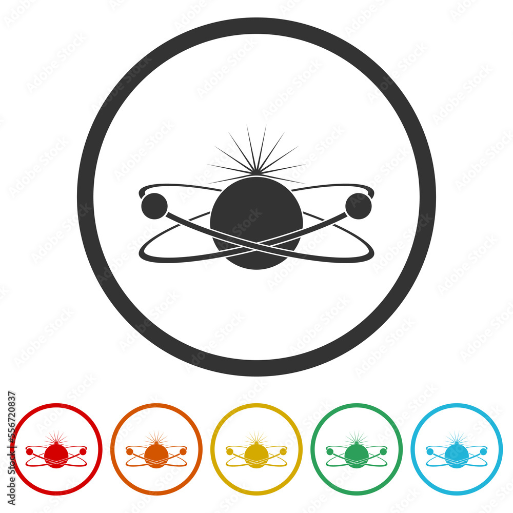 Poster planet icon. set icons in color circle buttons