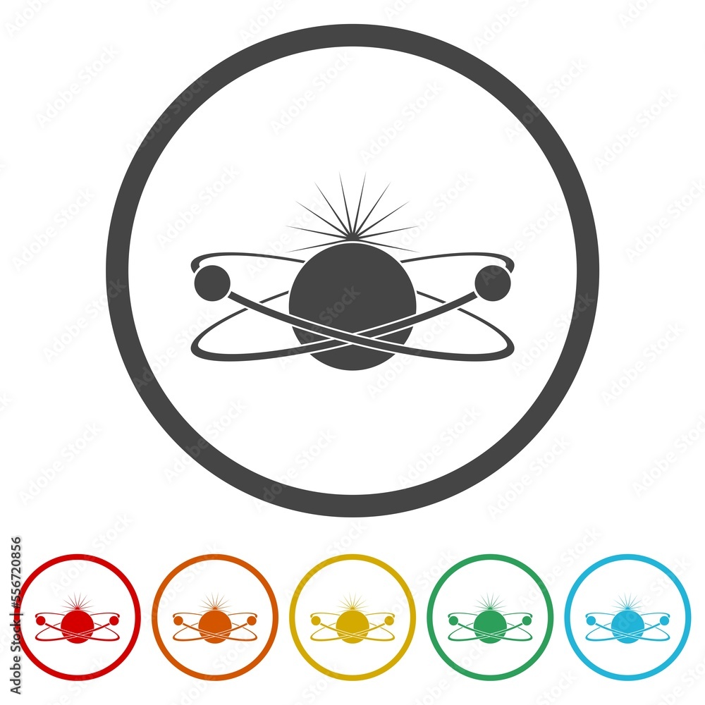 Poster planet icon. set icons in color circle buttons