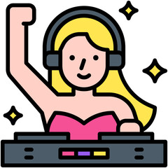 Dj girl icon, New year realated vector