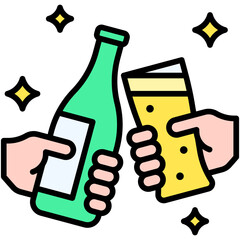 Beers cheer icon, New year realated vector