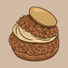 Religieuse with chocolate cream. Traditional French pastries