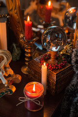 Positive energy and clean home space. Concept of esotericism, magic candles, Reiki or another...
