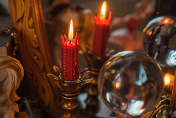 Positive energy and clean home space. Concept of esotericism, magic candles, Reiki or another...