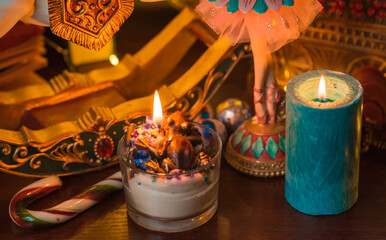 Positive energy and clean home space. Concept of esotericism, magic candles, Reiki or another...