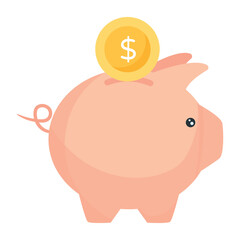 A flat icon of piggy bank 