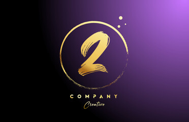 golden golden 2 number letter logo icon design with dots and circle. Grunge creative gradient template for company and business
