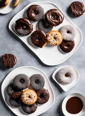 donuts with chocolate and nuts