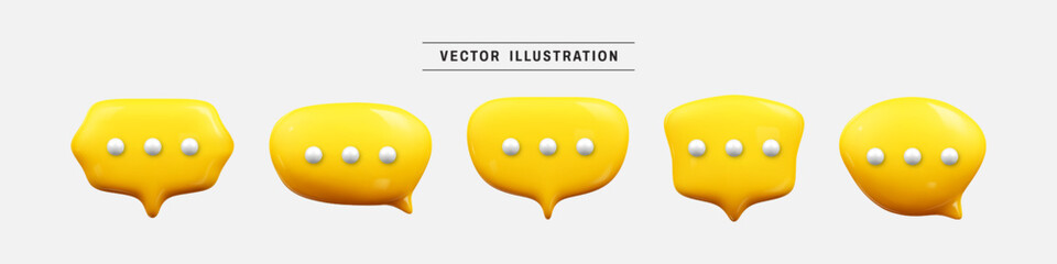 Fototapeta premium Speech bubble 3d icon set. realistic design elements collection. vector illustration in cartoon minimal style