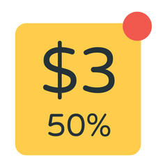 Modern flat icon of price discount 