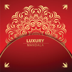 Luxury ornamental mandala design background in gold color