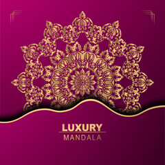 Luxury ornamental mandala design background in gold color