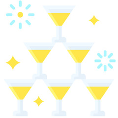 Stacking champagne glasses icon, New year realated vector