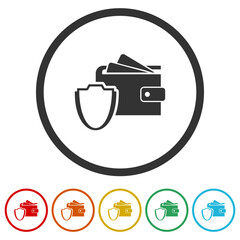 Online shopping safety icon. Set icons in color circle buttons